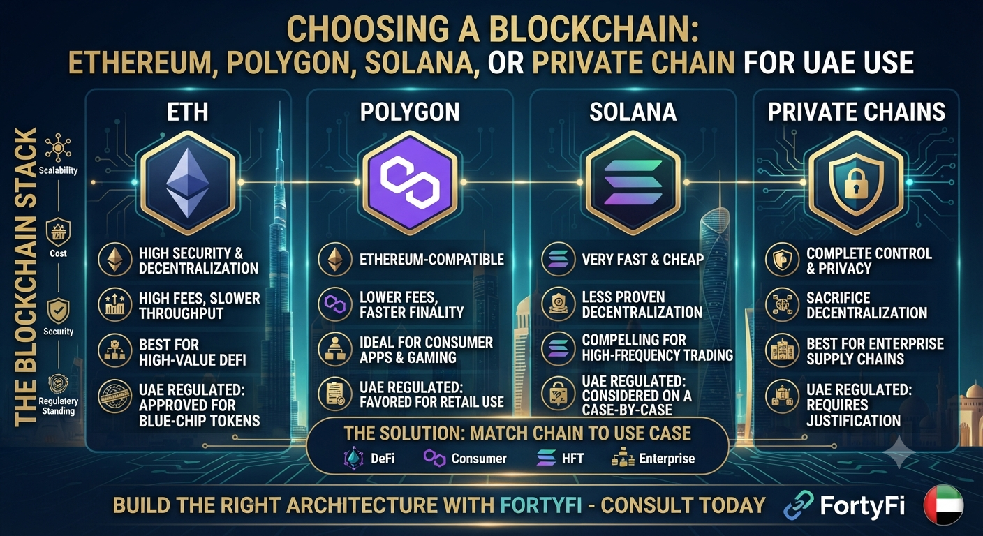 Choosing a Blockchain: Ethereum, Polygon, Solana, or Private Chain for UAE Use