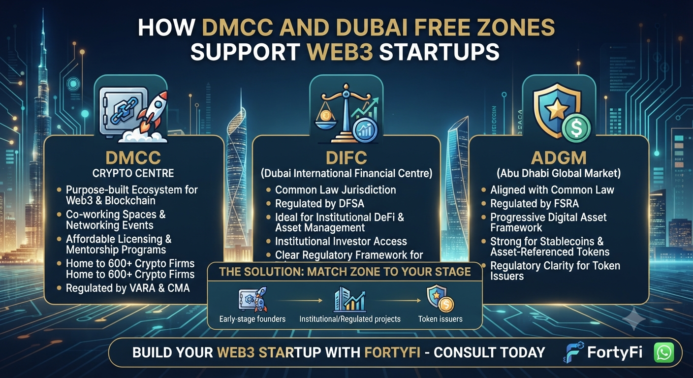 How DMCC and Dubai Free Zones Support Web3 Startups