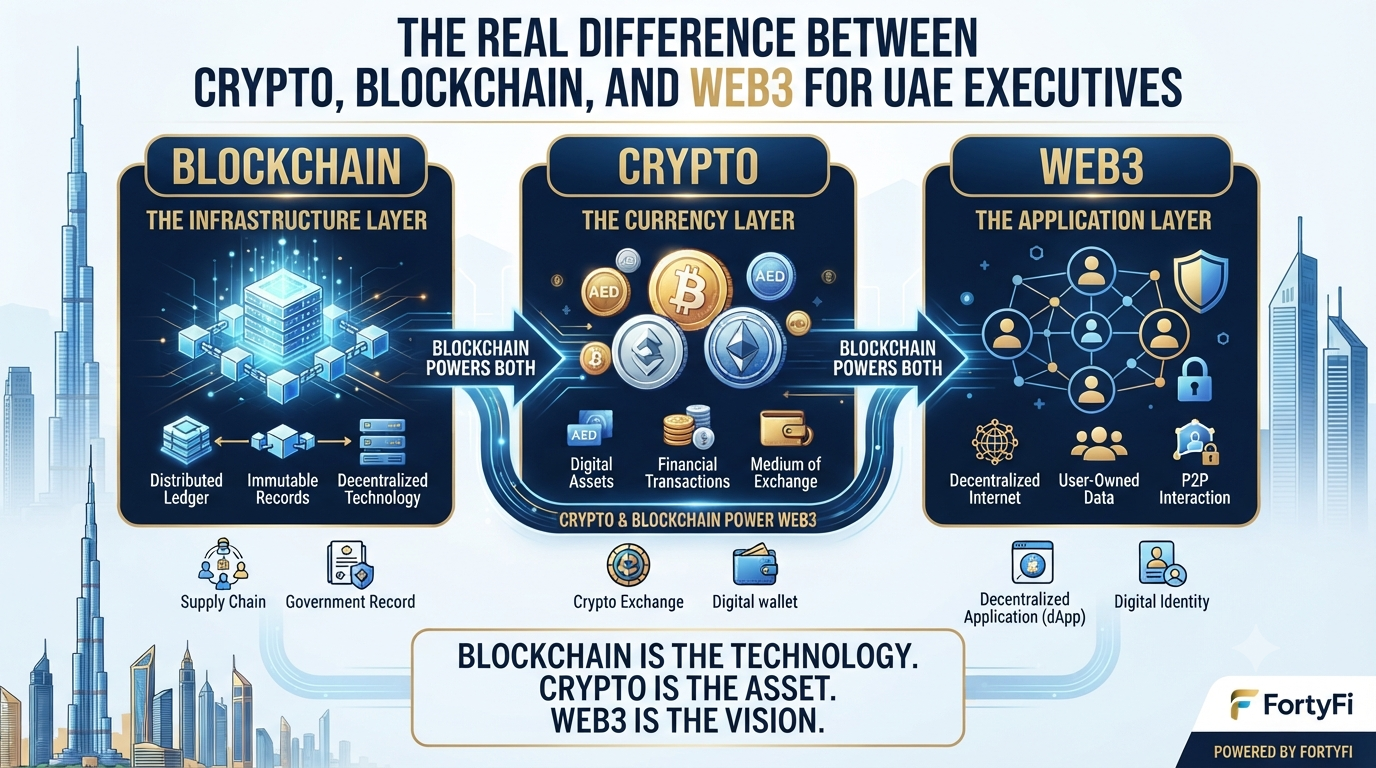 The Real Difference Between Crypto, Blockchain, and Web3 for UAE Executives